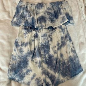 Blue Tie Dye Romper/ Cover Up